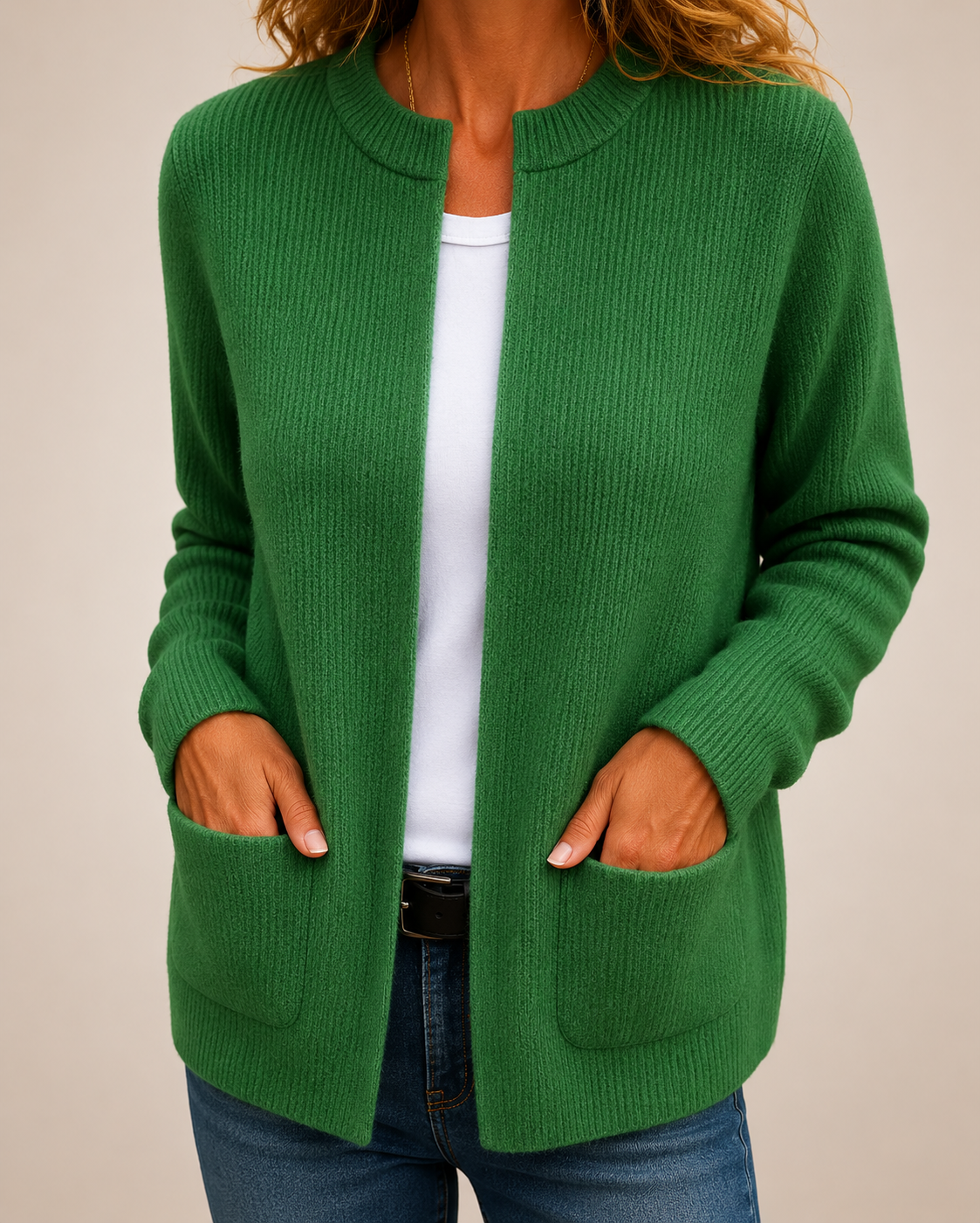 Cardigan in Maglia Morbida con Tasche
