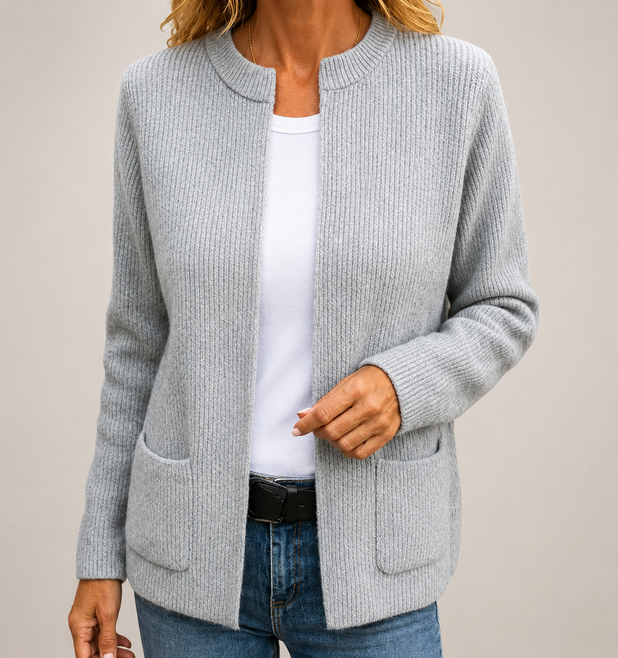 Cardigan in Maglia Morbida con Tasche