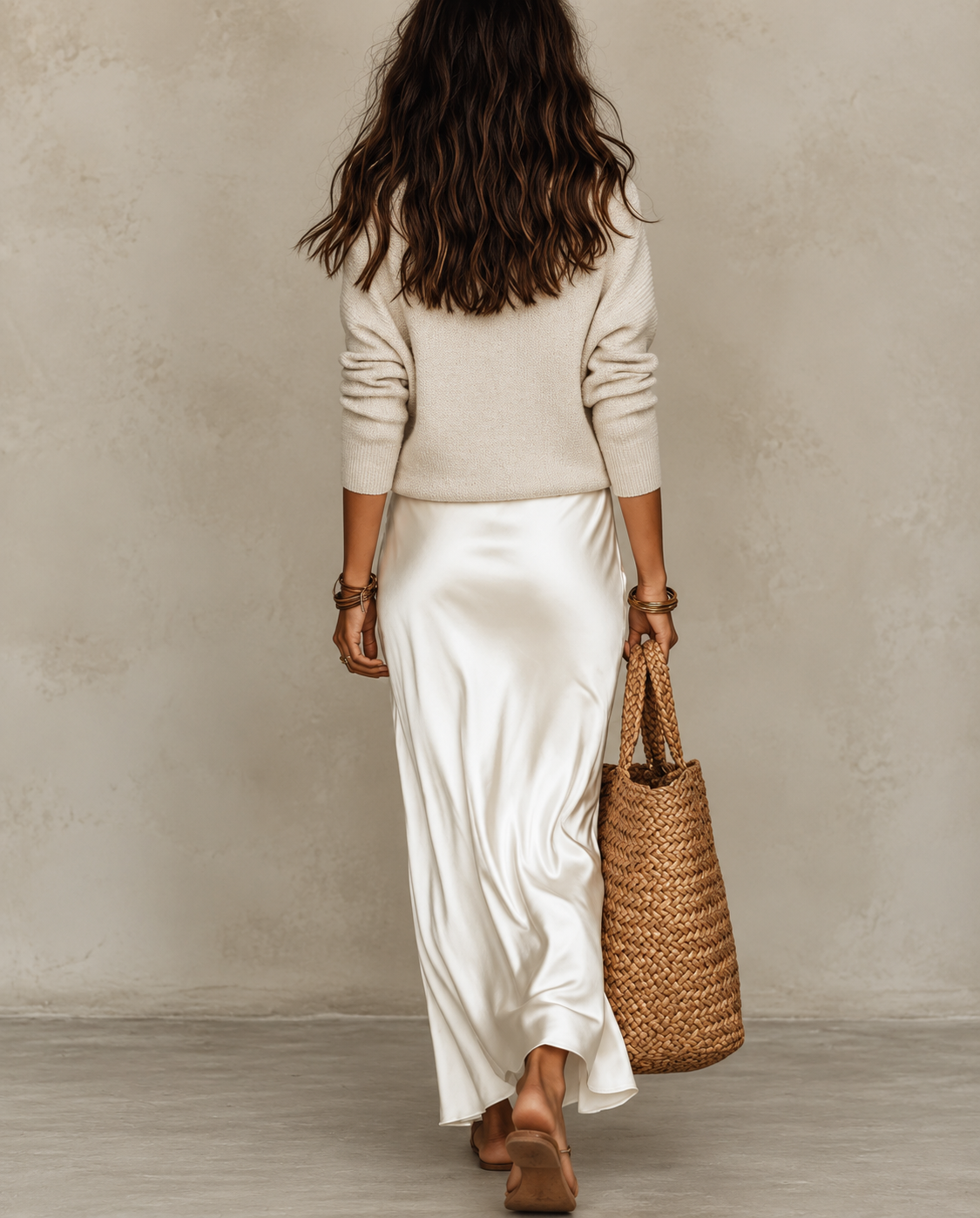 Set Elegante con Abito Satinato e Maglione