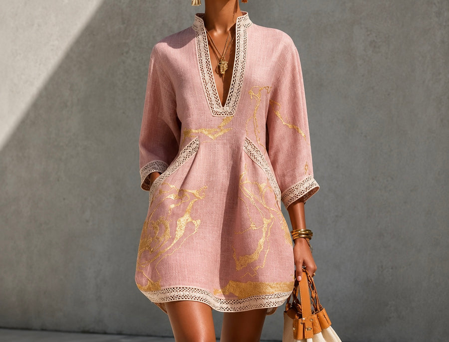 Elena™ | Abito Elegante con Ricami Dorati