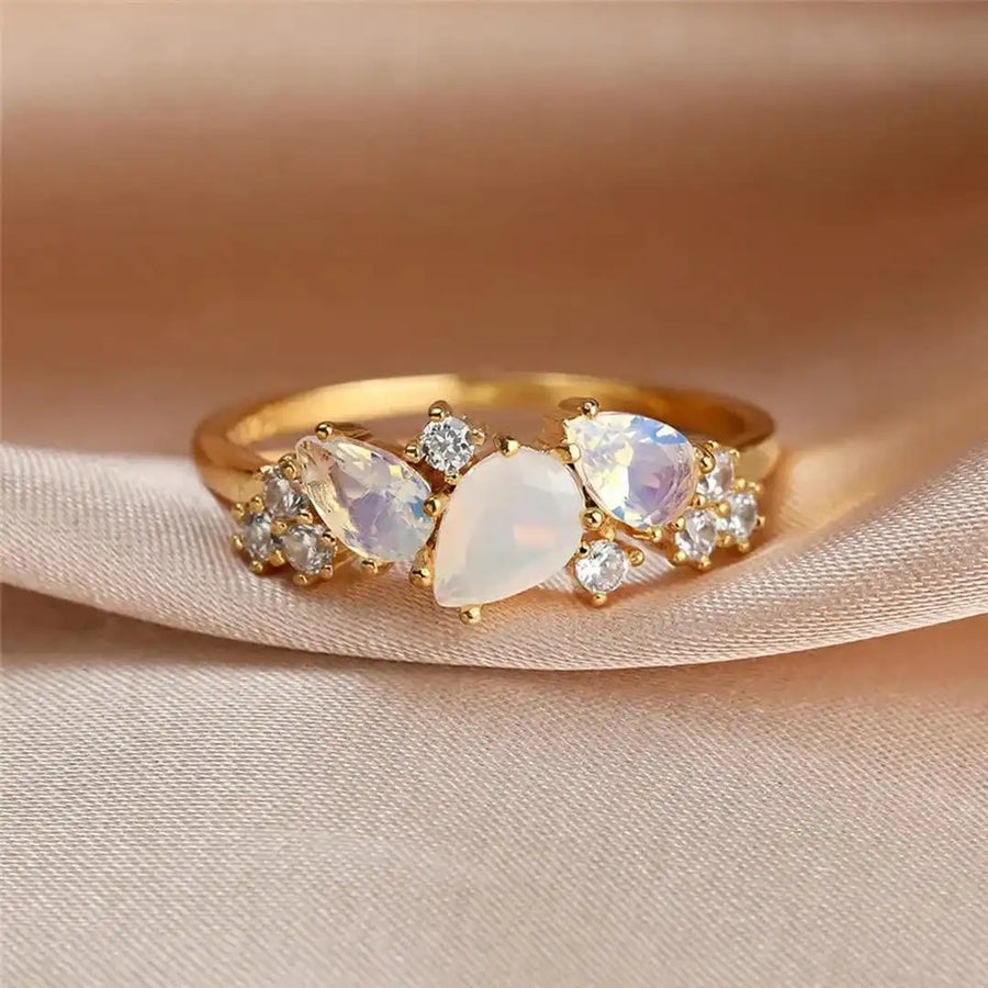 Anello Pietra di Luna Dorato Vintage