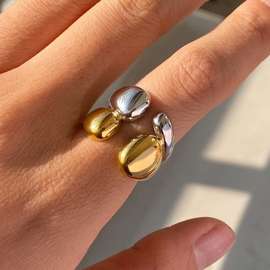 Anello Stackable Bicolore Oro e Argento