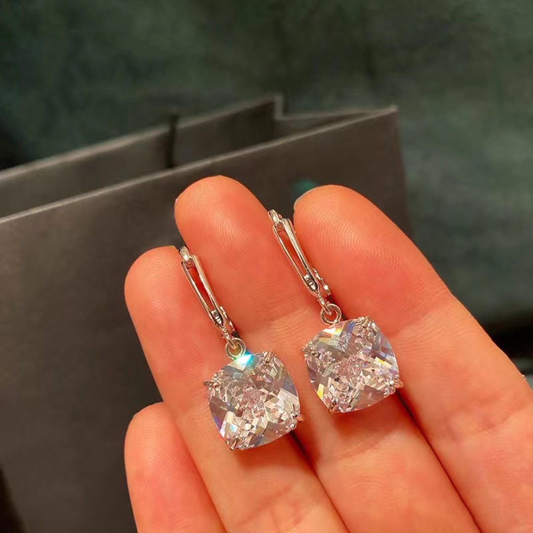 Orecchini Pendenti Zirconia Oro Bianco