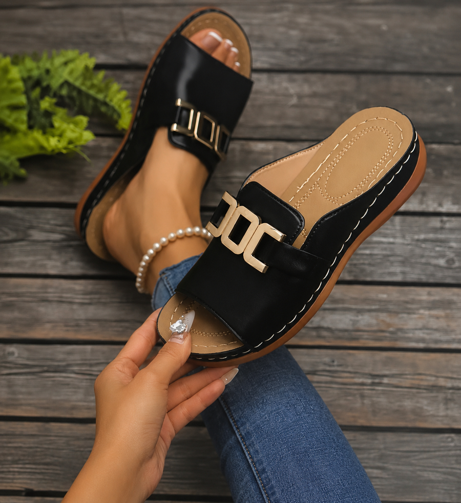Luxe Comfort Dames Sandalen – Zomer Sandalen met Gouden Gesp