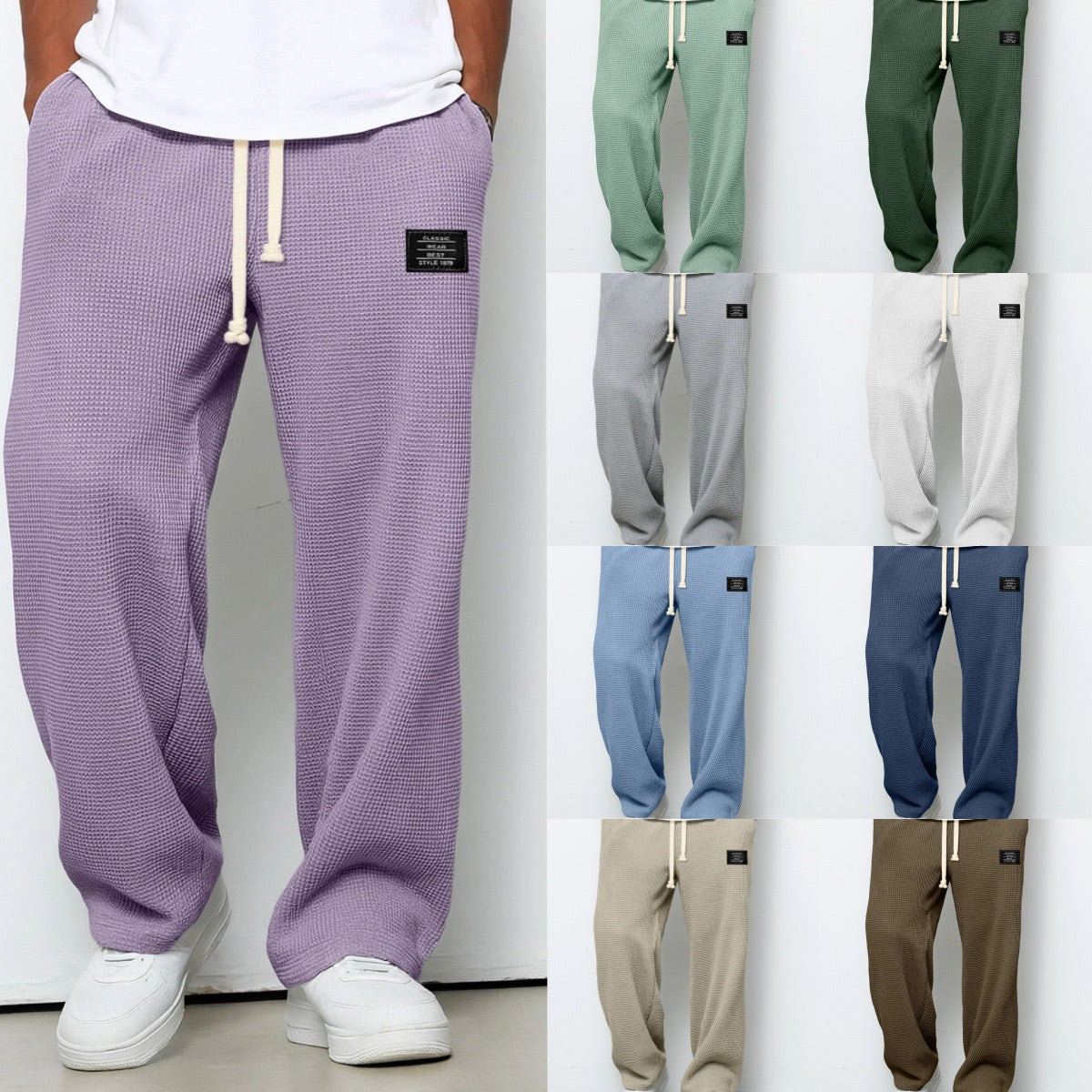 Jacopo | Pantaloni Ampi in Maglia Waffle