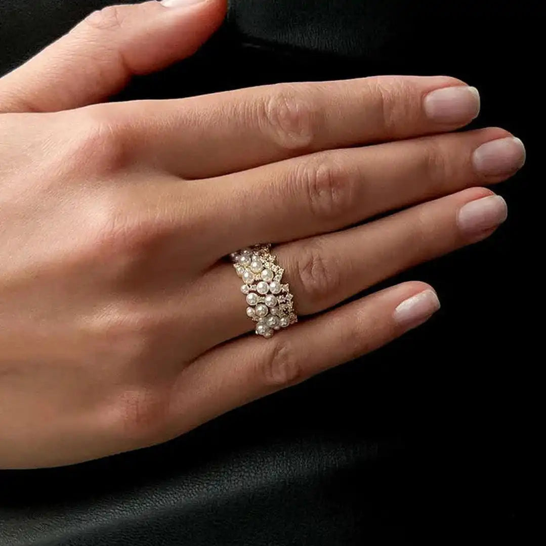 Anello Perla Zirconia Vintage Regolabile