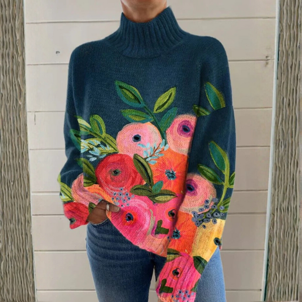 Rosina | Maglione a Collo Alto con Fiori