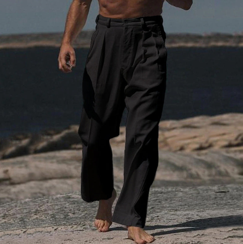Teodoro | Pantaloni in Lino a Gamba Larga