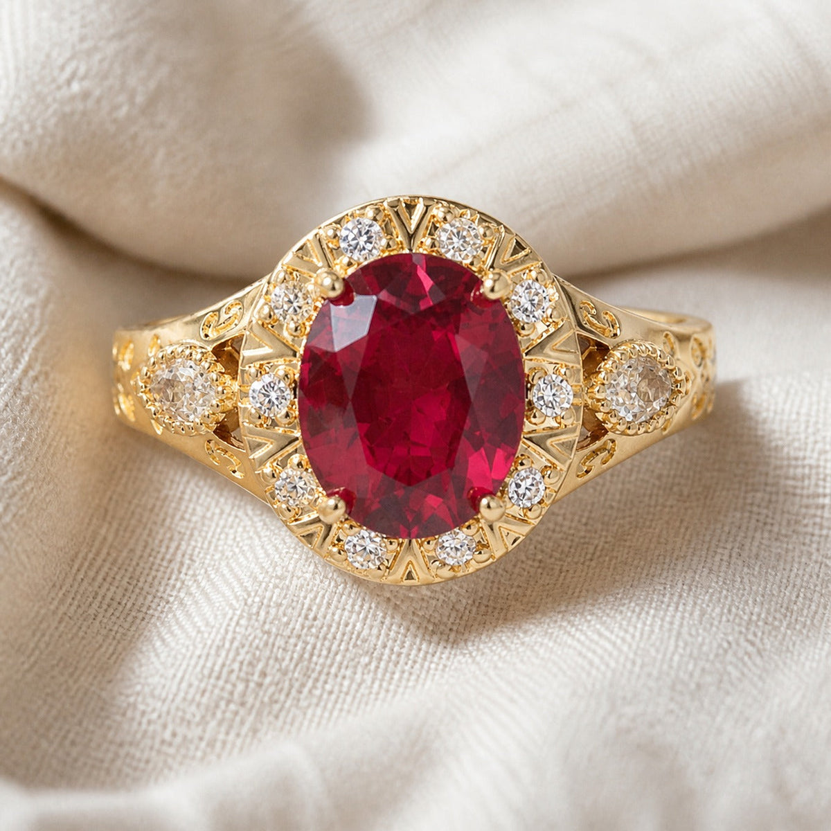 Anello Statement Nodo Halo Rubino