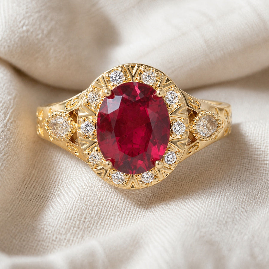 Anello Statement Nodo Halo Rubino