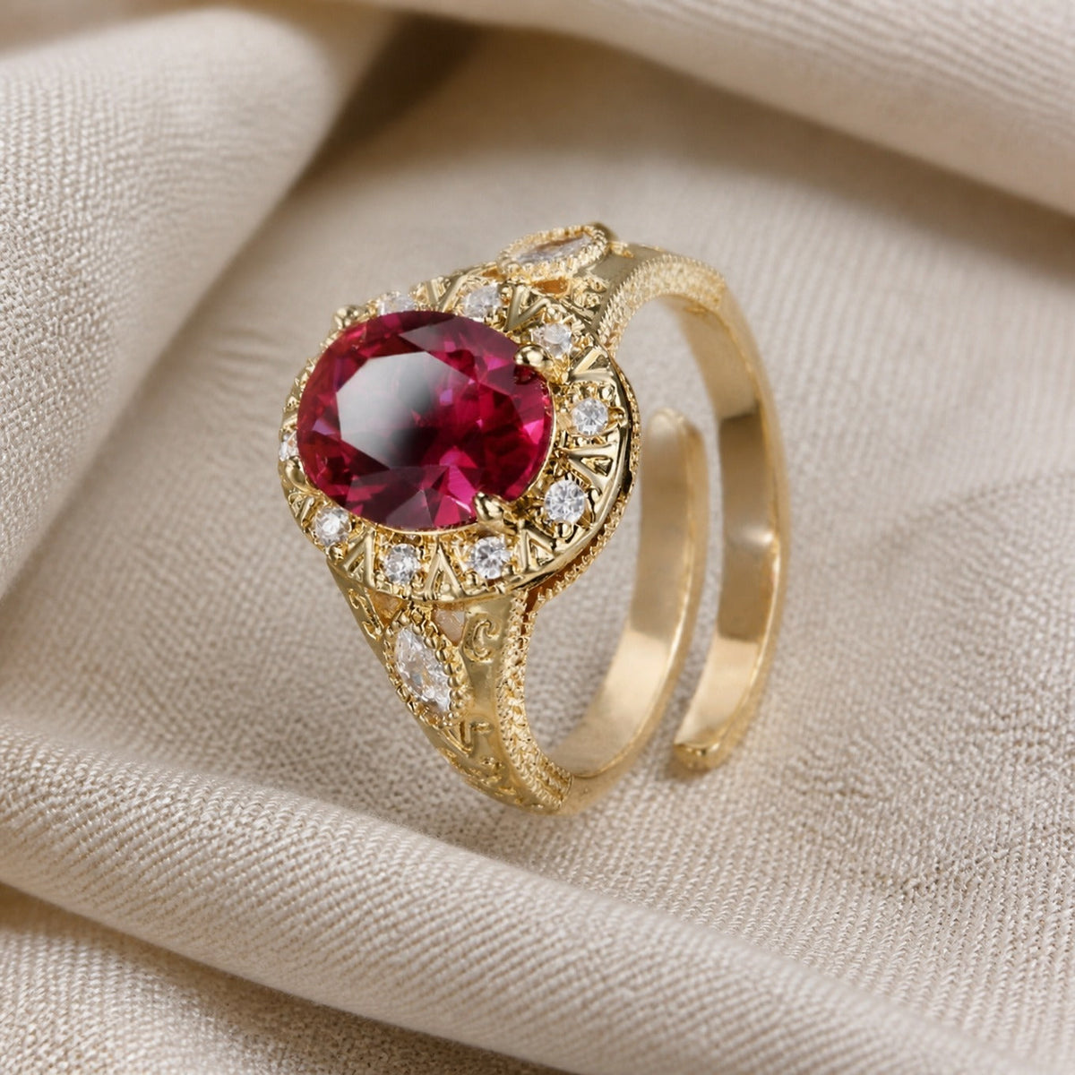 Anello Statement Nodo Halo Rubino