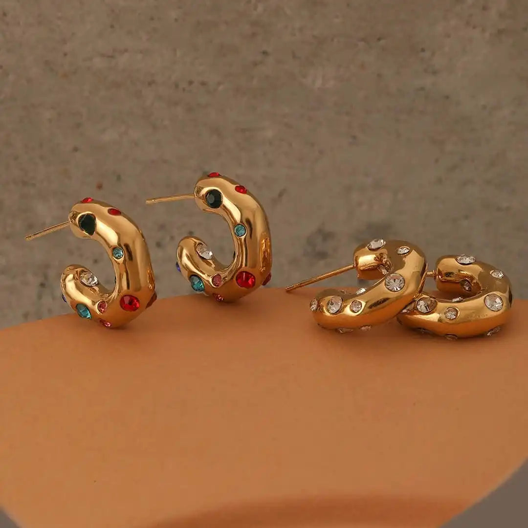 Orecchini a Cerchio Zircone Dorati Scintillanti
