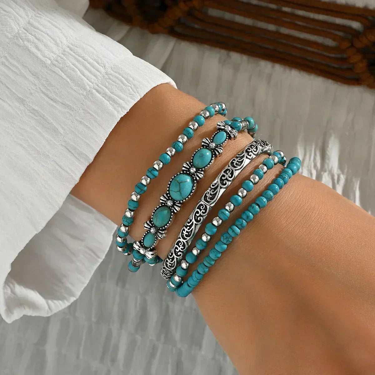 Celestina | Set di bracciali con perline turchesi
