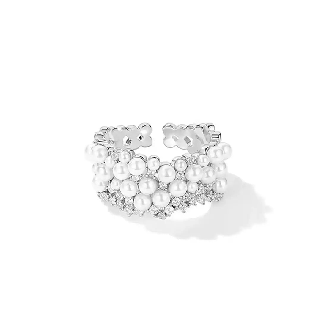 Anello Perla Zirconia Vintage Regolabile