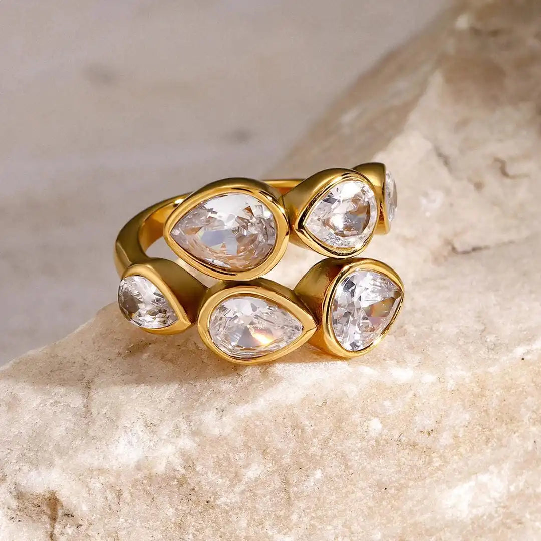 Anello a Cluster Goccia Cinque Pietre