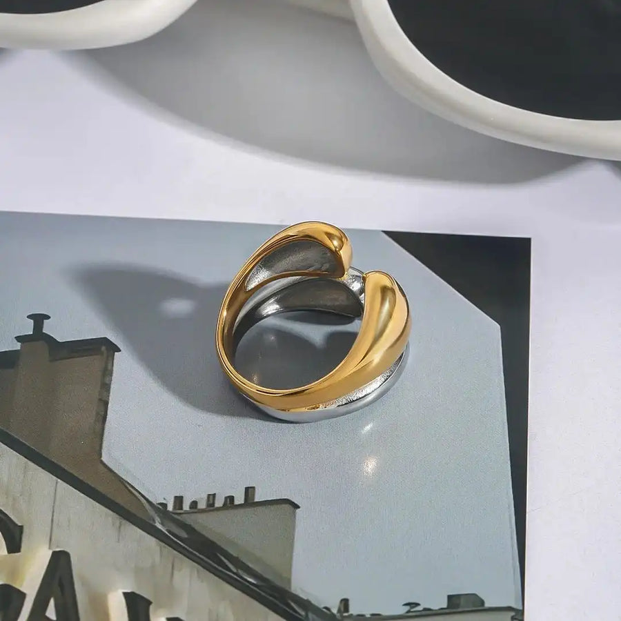 Anello Stackable Bicolore Oro e Argento