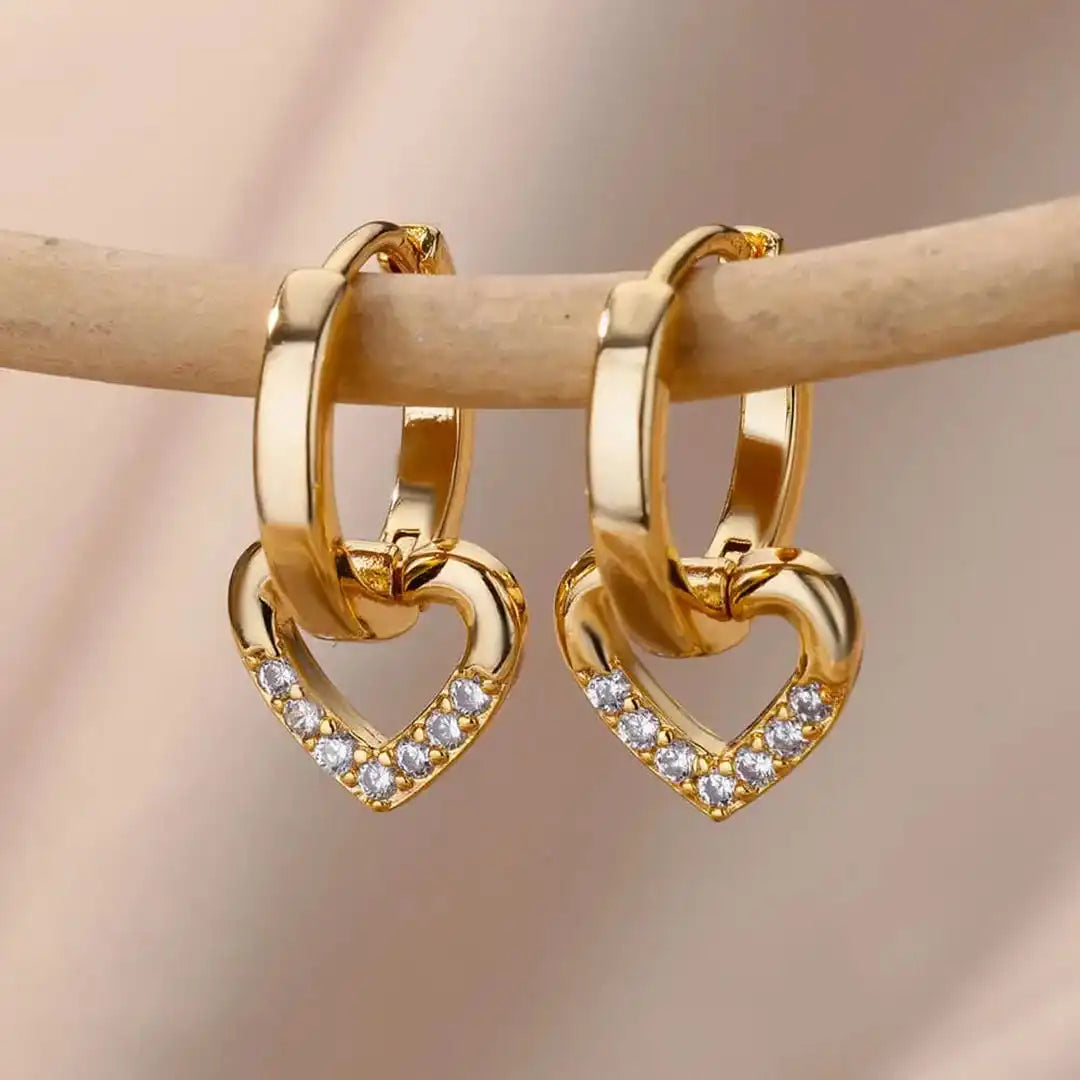Orecchini Cuore Zirconia Traforato