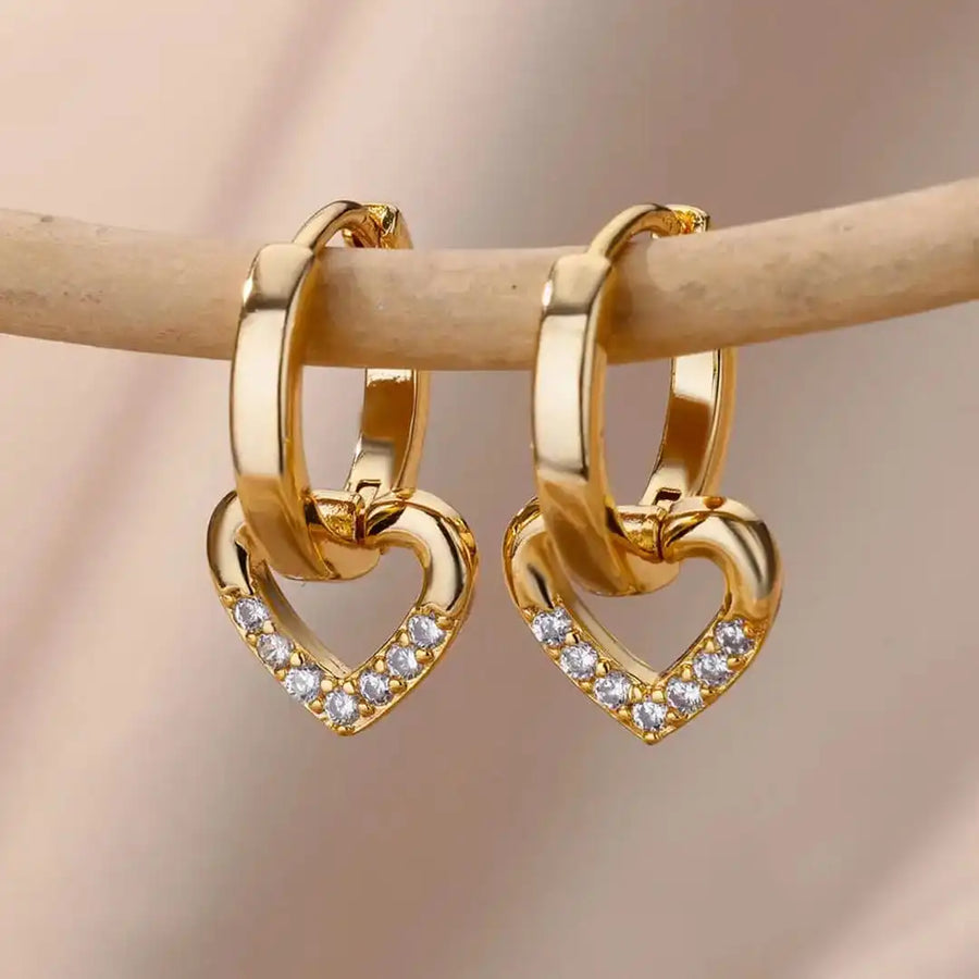 Orecchini Cuore Zirconia Traforato