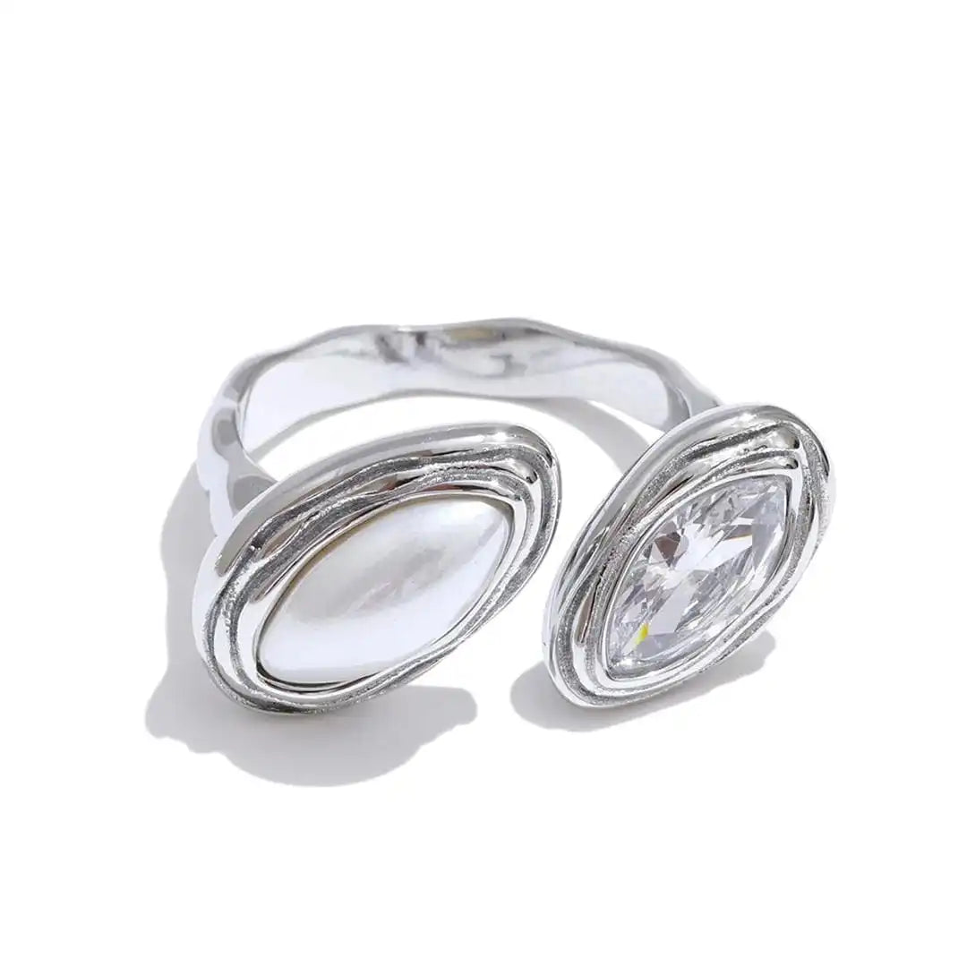 Anello Bypass Doppio Marquise