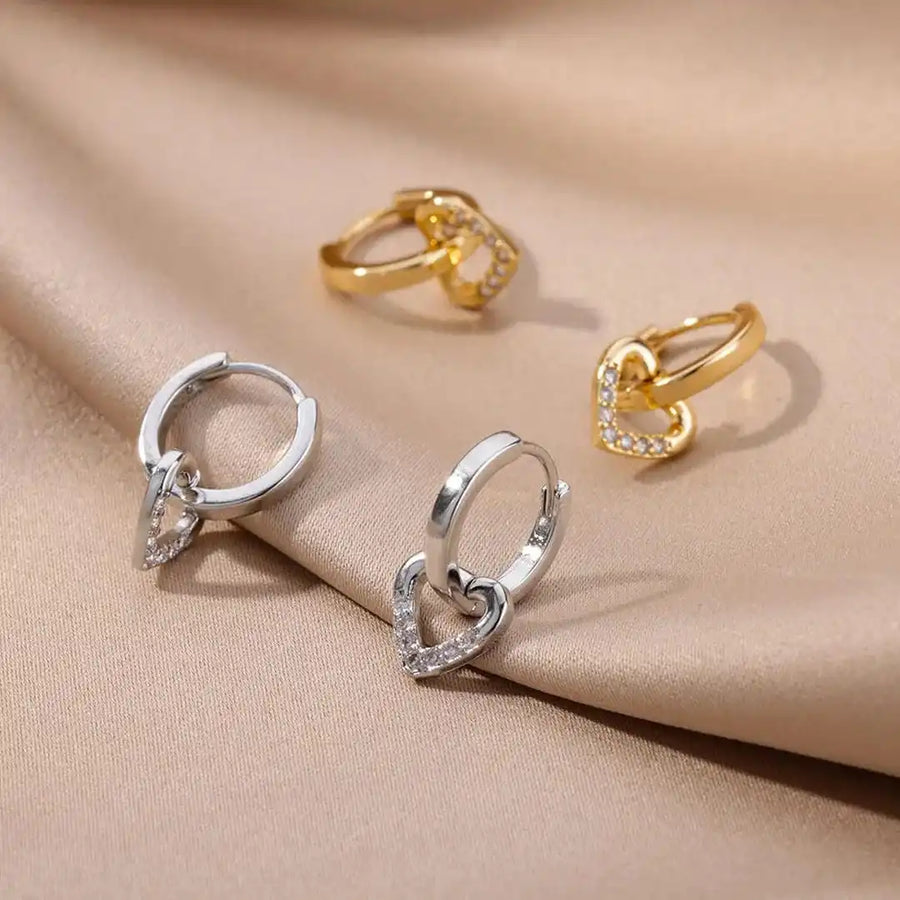 Orecchini Cuore Zirconia Traforato