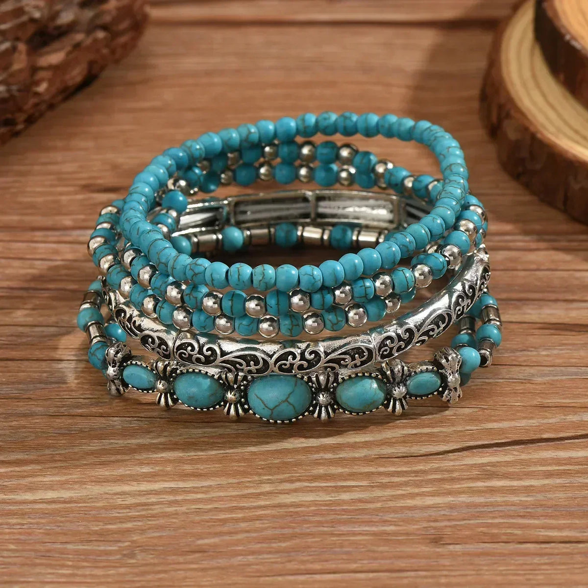 Celestina | Set di bracciali con perline turchesi