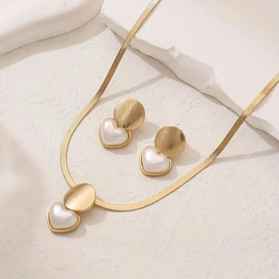 Set Collana e Orecchini Cuore Dorato Vintage