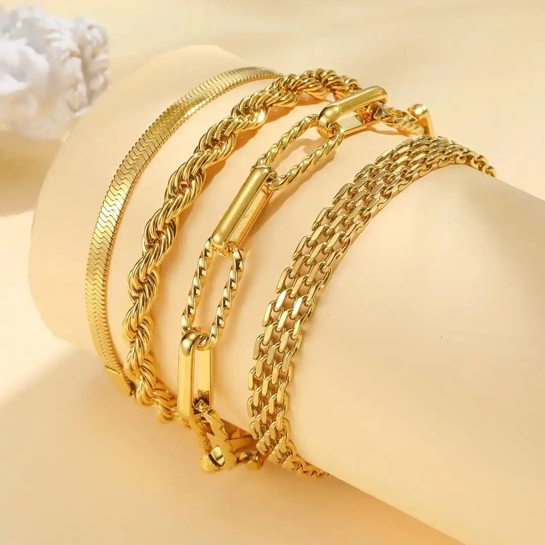 Set Bracciali Stackable Perla Dorata