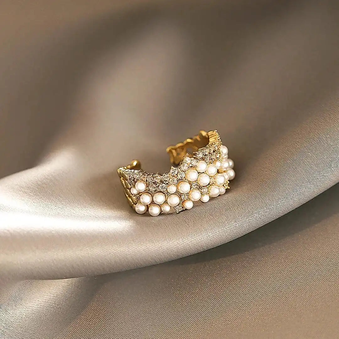 Anello Perla Zirconia Vintage Regolabile