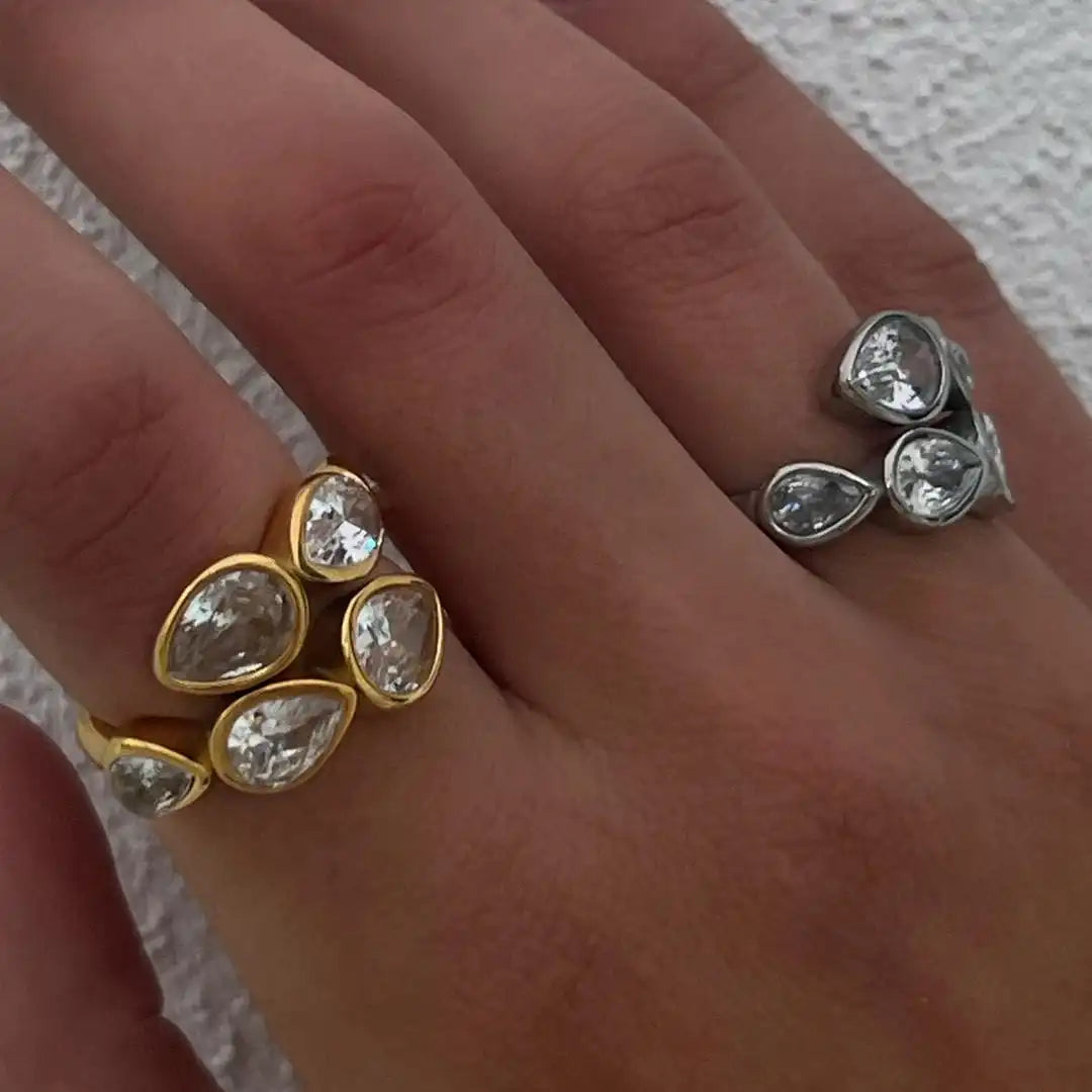 Anello a Cluster Goccia Cinque Pietre