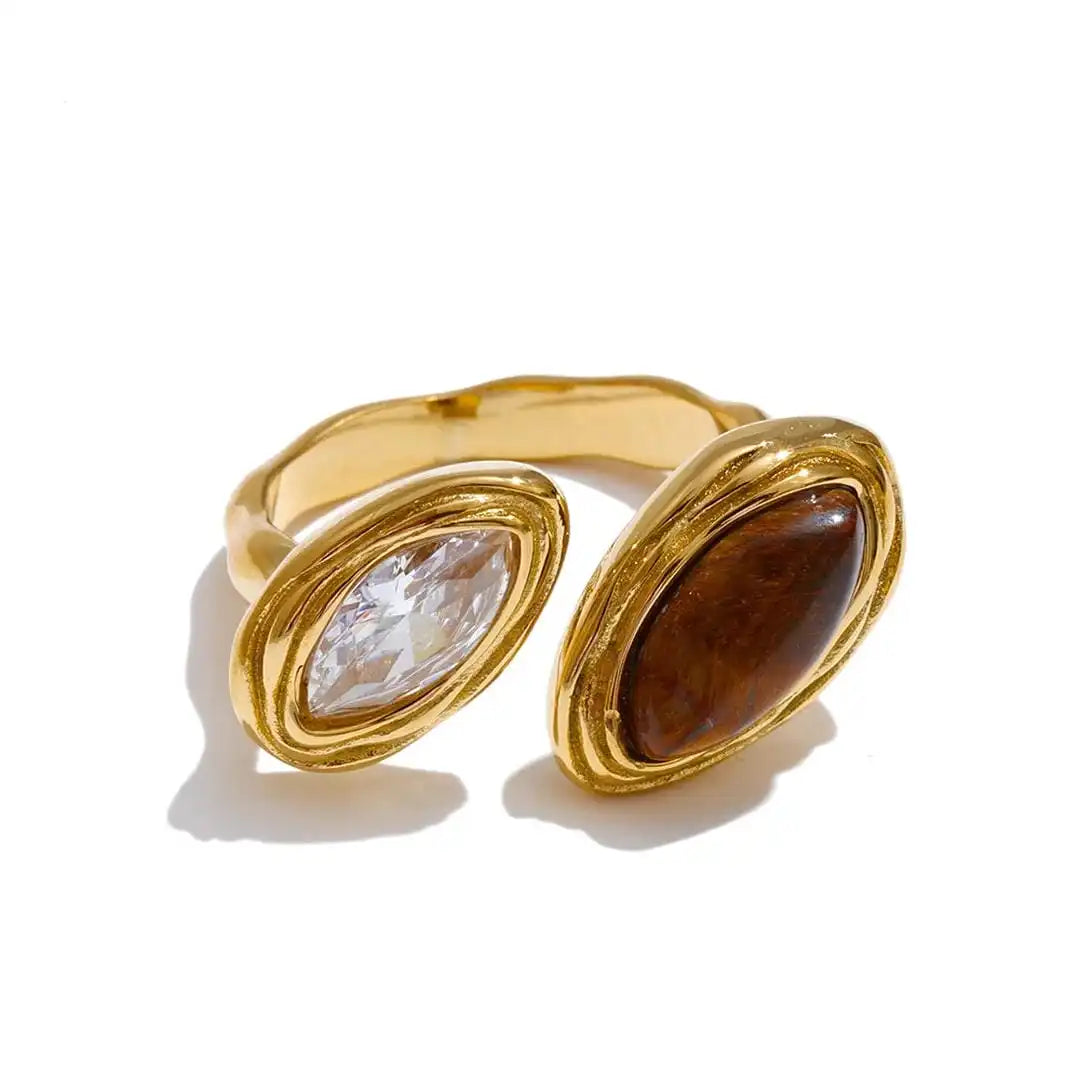 Anello Bypass Doppio Marquise