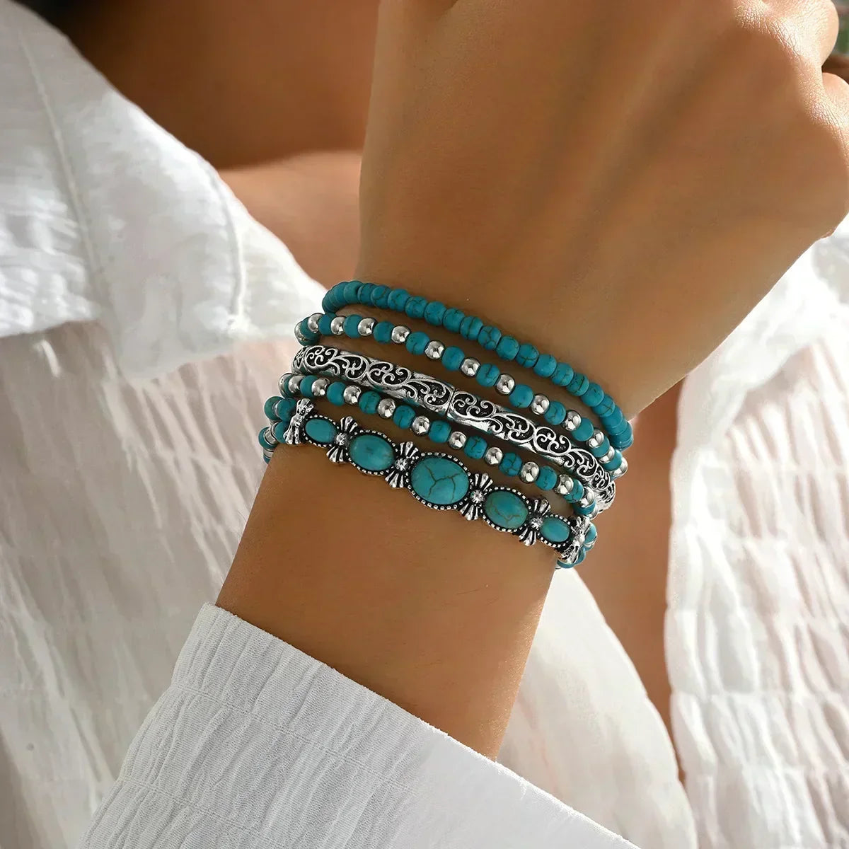 Celestina | Set di bracciali con perline turchesi