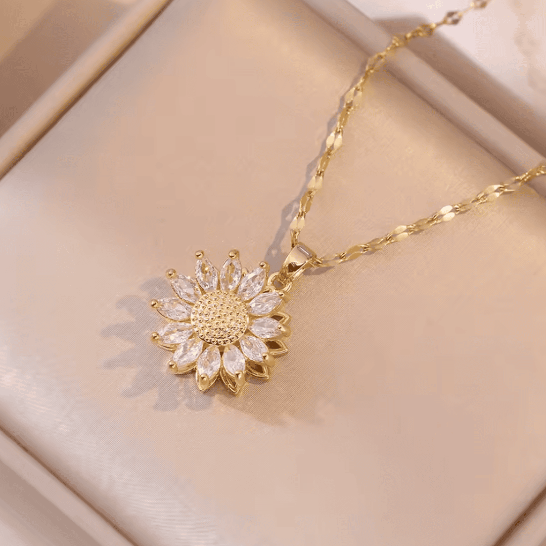 Set Collana e Orecchini Girasole Zircone Argento di Tendenza