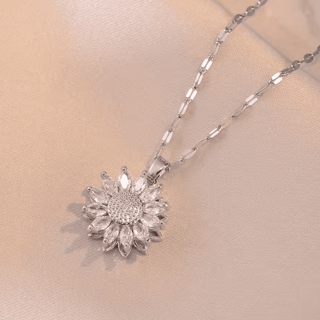 Set Collana e Orecchini Girasole Zircone Argento di Tendenza