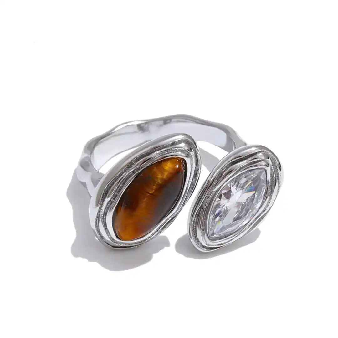 Anello Bypass Doppio Marquise