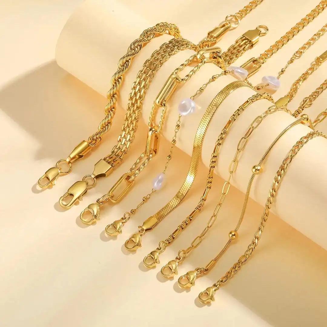 Set Bracciali Stackable Perla Dorata