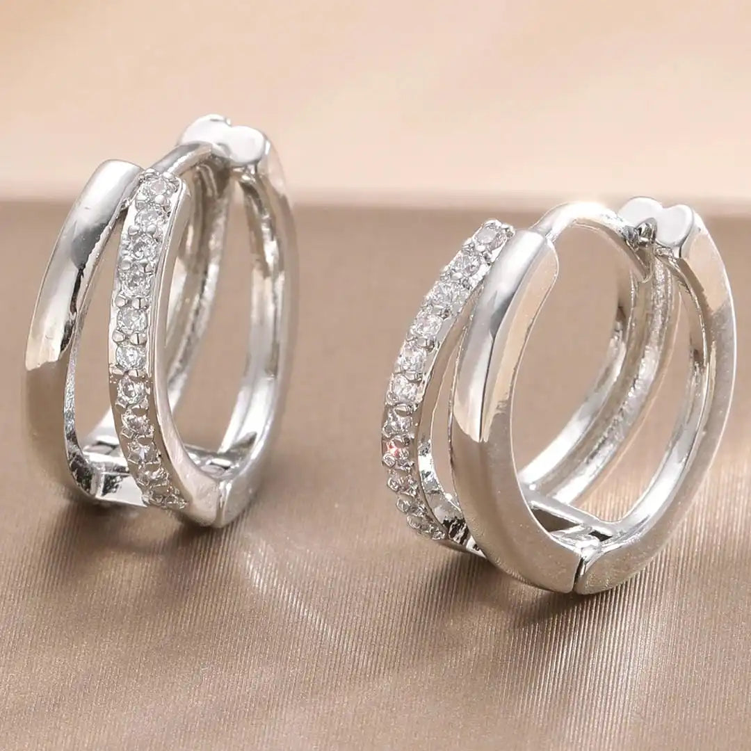 Orecchini a Cerchio Zircone Dorati Senza Tempo