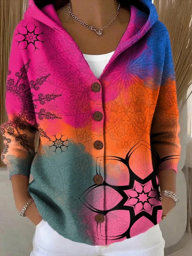 Paloma | Cardigan con Cappuccio Stampato