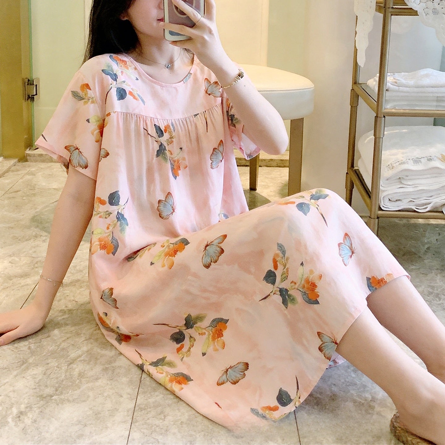 Cotton Silk Nightdress Summer Sleepwear