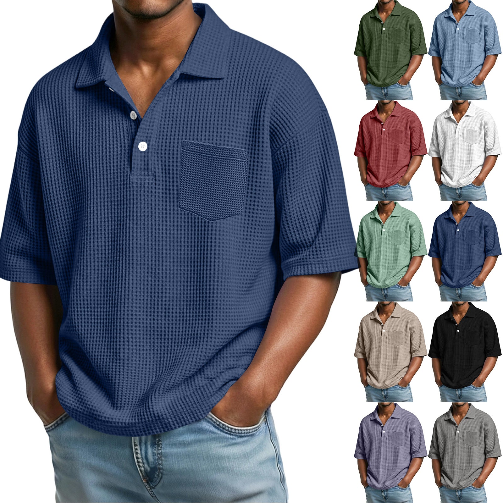 Polo da Uomo a Maglia Waffle