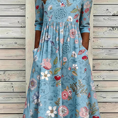 Florence Flattering Tummy-Control Midi Dress Blue