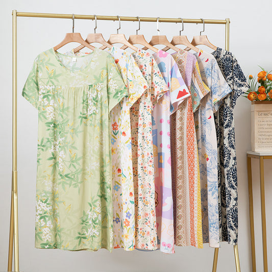 Cotton Silk Nightdress Summer Sleepwear