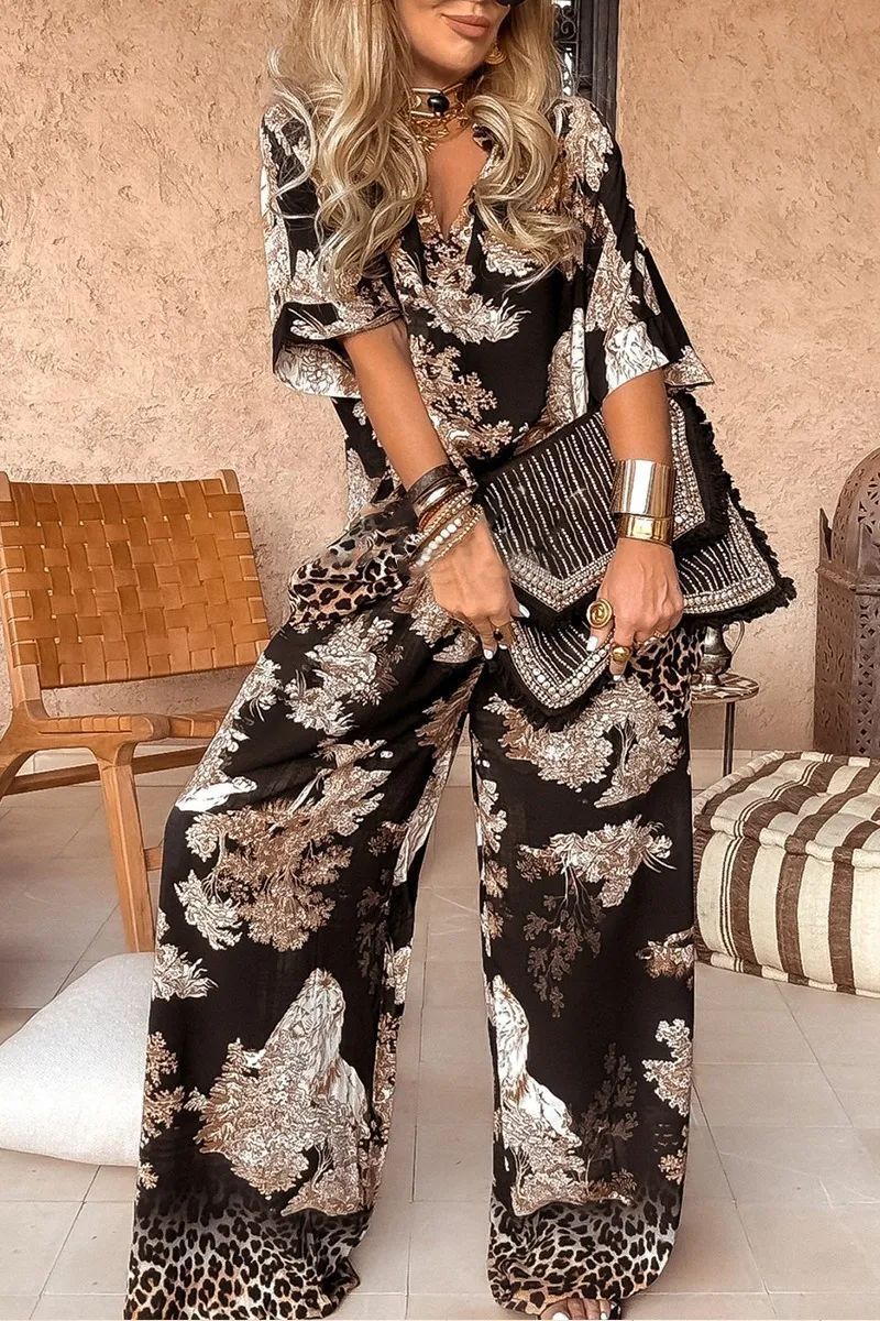 Completo Casual Stampato Due Pezzi da Donna
