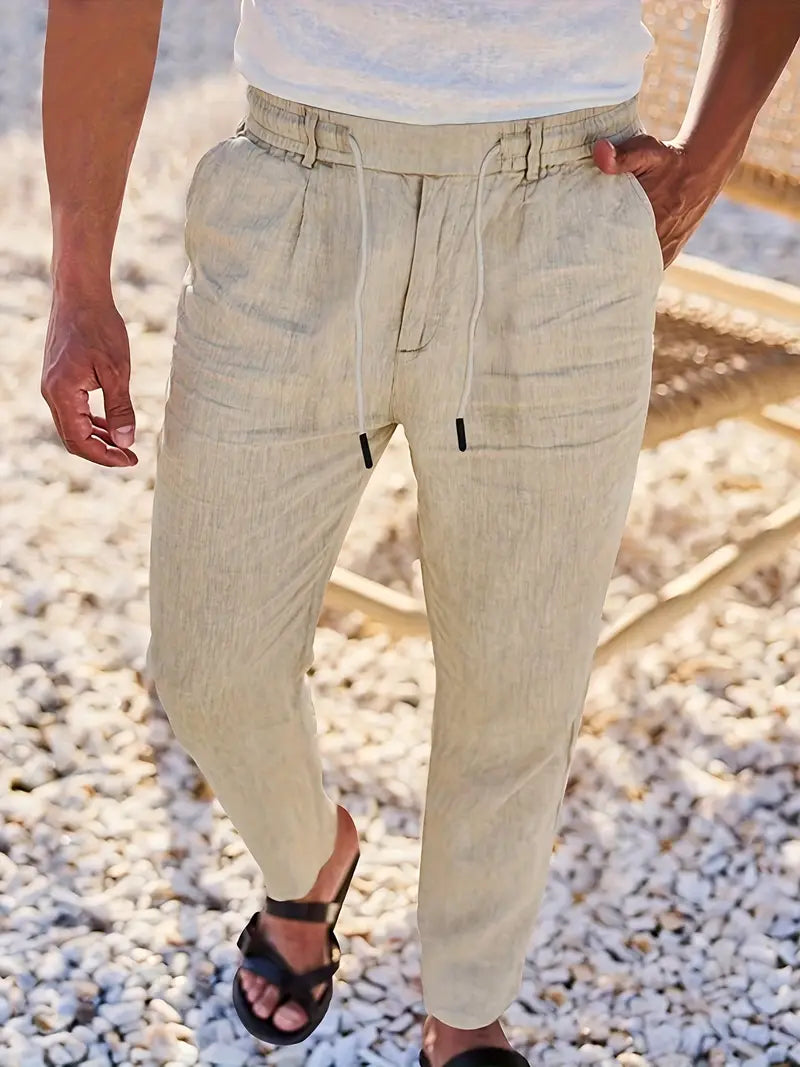 Tito | Pantaloni Larghi in Lino con Coulisse