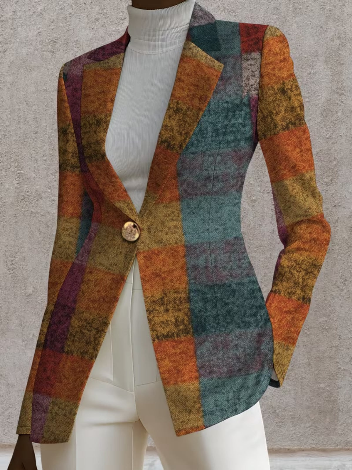 Amandine™ | Blazer a Quadri Autunnali