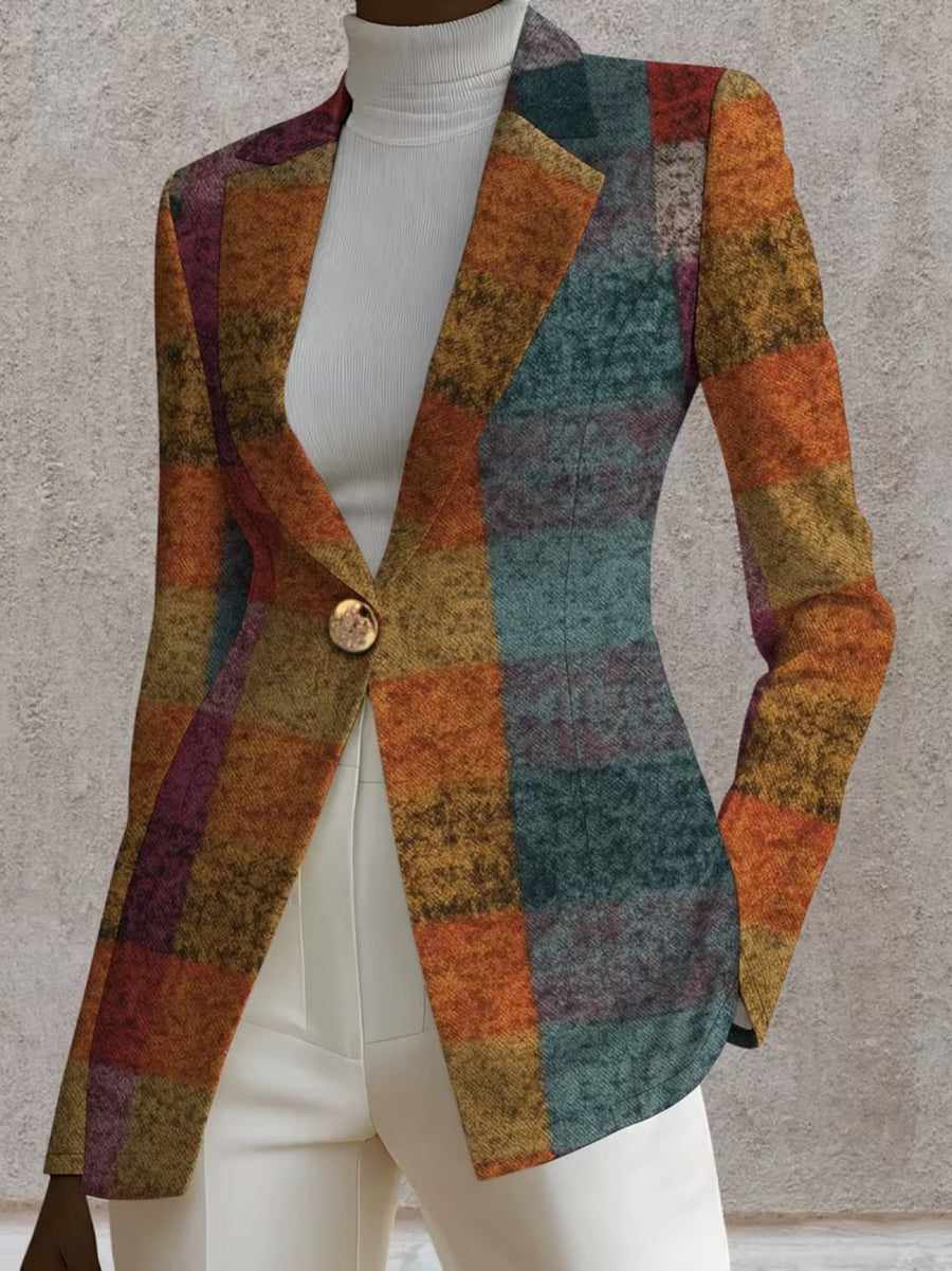 Amandine™ | Blazer a Quadri Autunnali