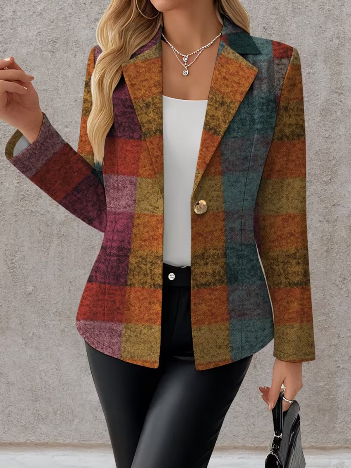 Amandine™ | Blazer a Quadri Autunnali
