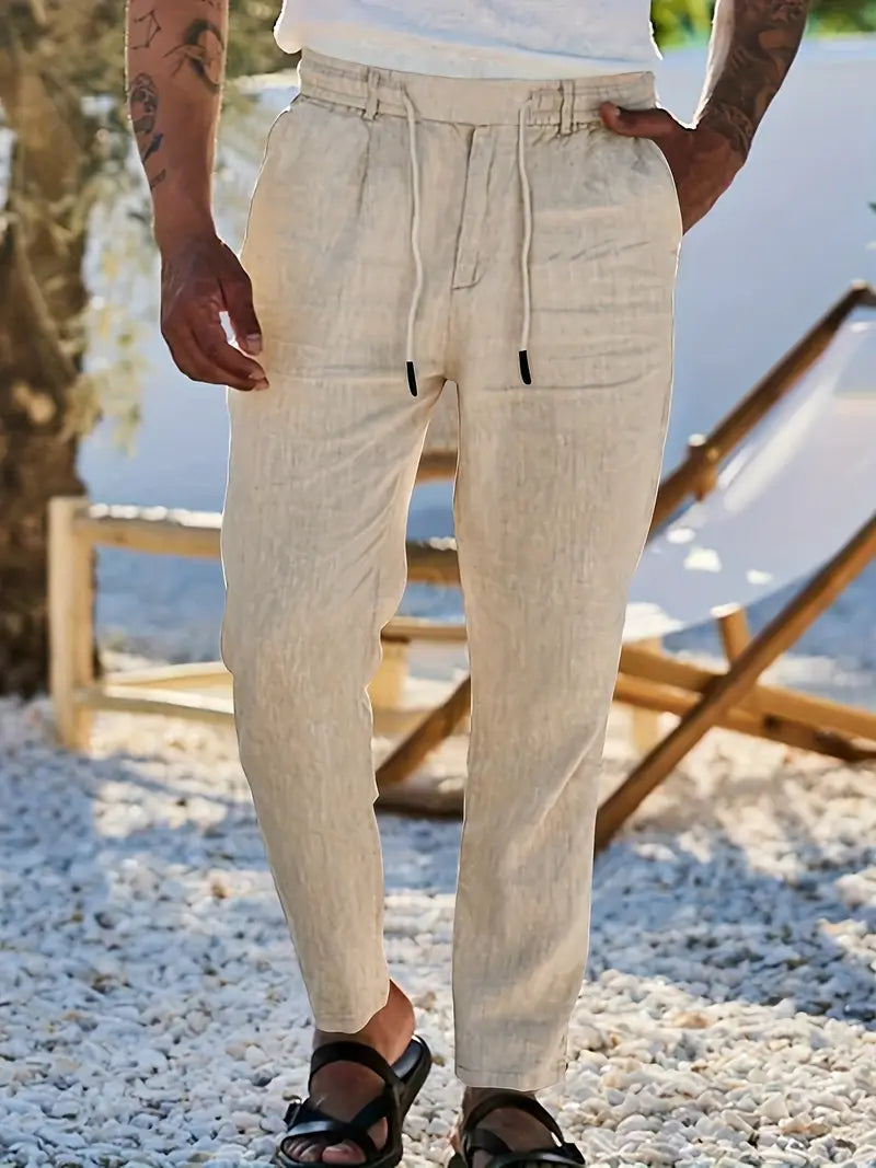 Tito | Pantaloni Larghi in Lino con Coulisse