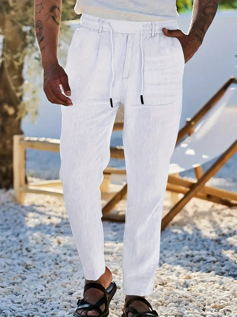 Tito | Pantaloni Larghi in Lino con Coulisse