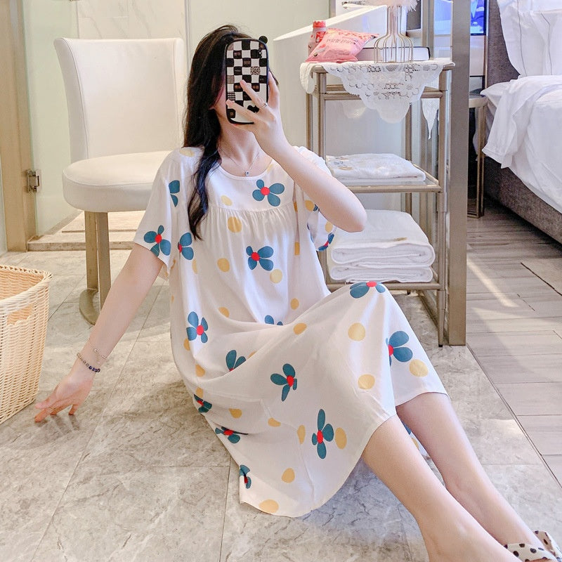 Cotton Silk Nightdress Summer Sleepwear