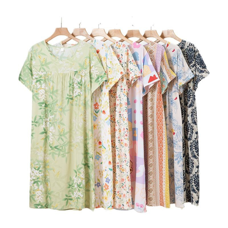 Cotton Silk Nightdress Summer Sleepwear
